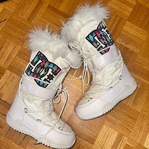 DC White Fur-Lined Boots
